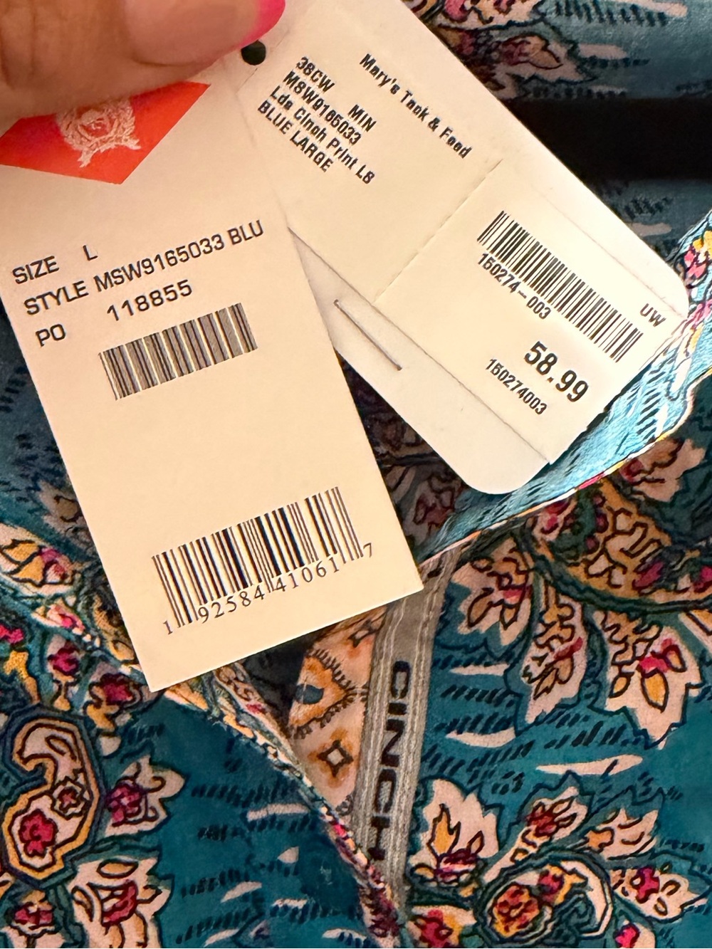 CINCH Bright Teal Floral Button-Up Top - Picture 3 of 7